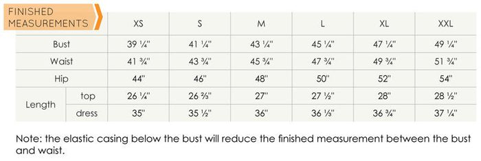 Bianca finished measurements chart