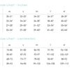 Josephine size chart - inches and metric