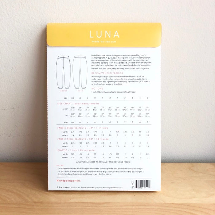 Luna Pants PRINTED Sewing Pattern | Made by Rae