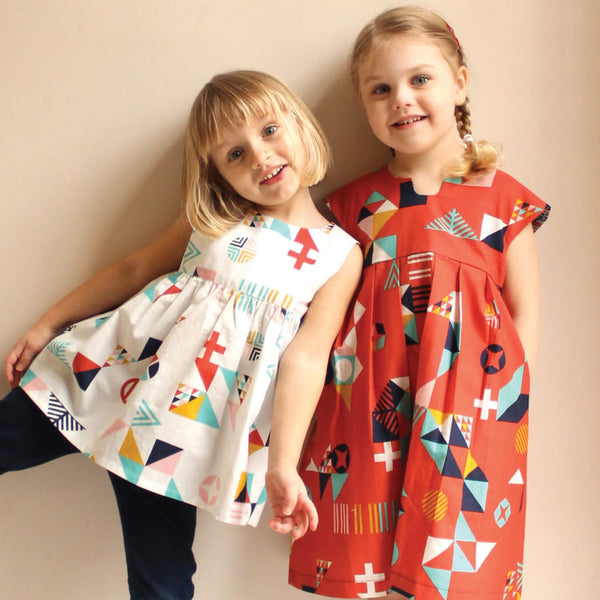 Made By Rae Geranium Dress Printed sewing pattern children's sizes 0-5 front cover