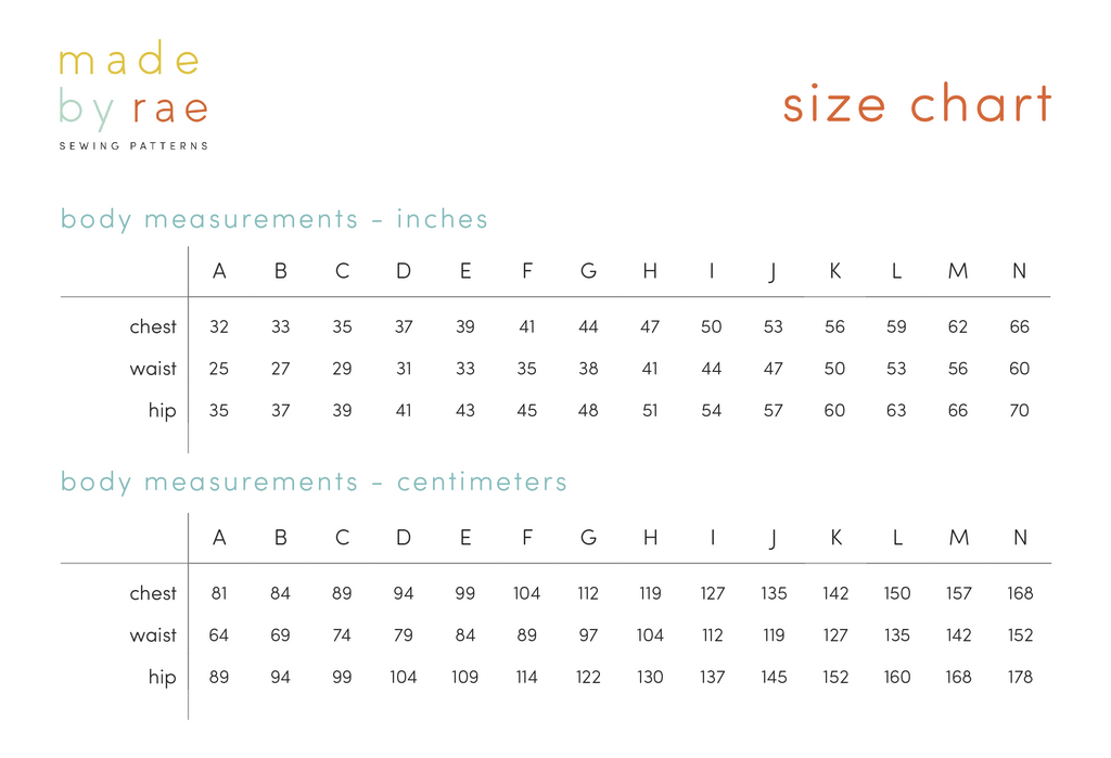 Pattern B Size Chart recommended fabrics: Woven lightweight fabrics such as lawn, shot ...
