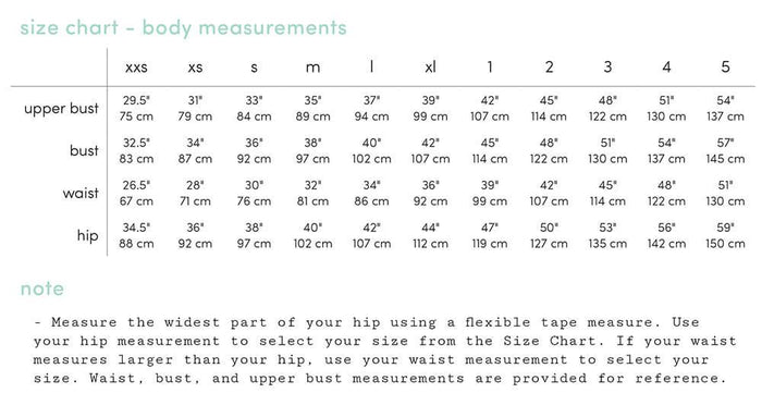 Rose - Size Chart - Body Measurements